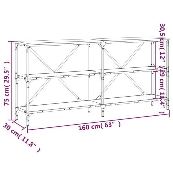 Konsolentisch Grau Sonoma 160x30x75 cm Holzwerkstoff und Eisen