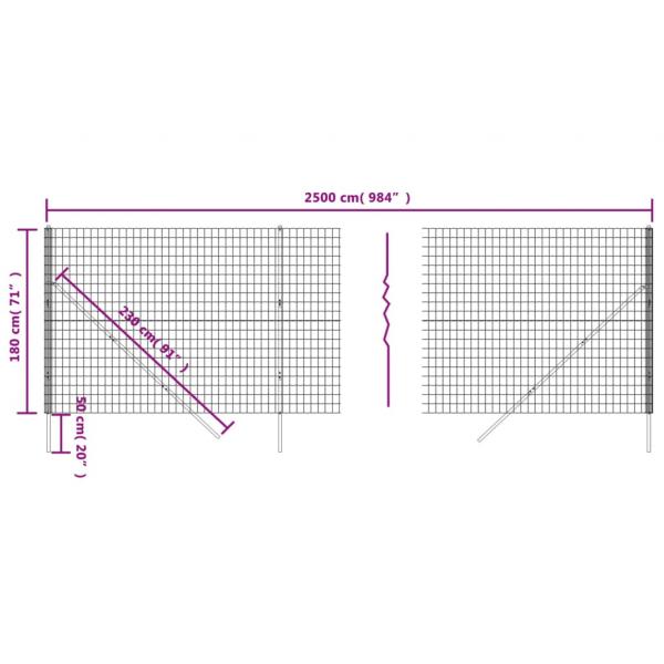 Maschendrahtzaun Grün 1,8x25 m Verzinkter Stahl