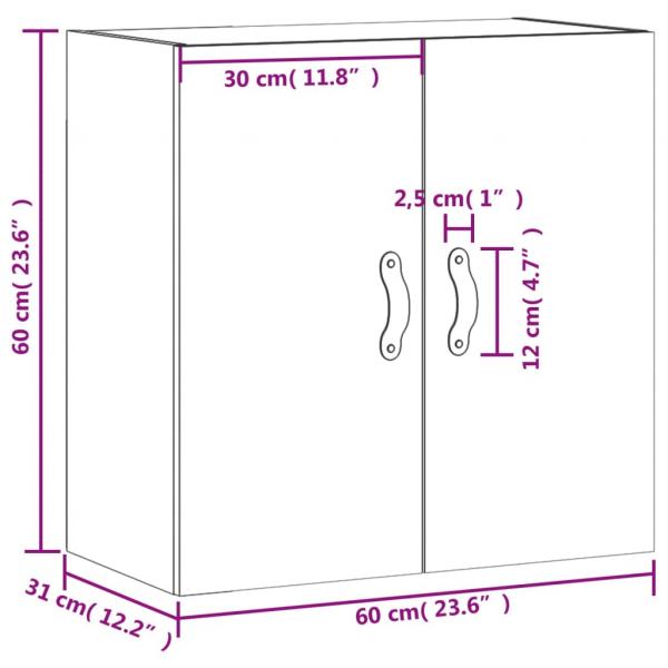 Wandschrank Hochglanz-Weiß 60x31x60 cm Holzwerkstoff