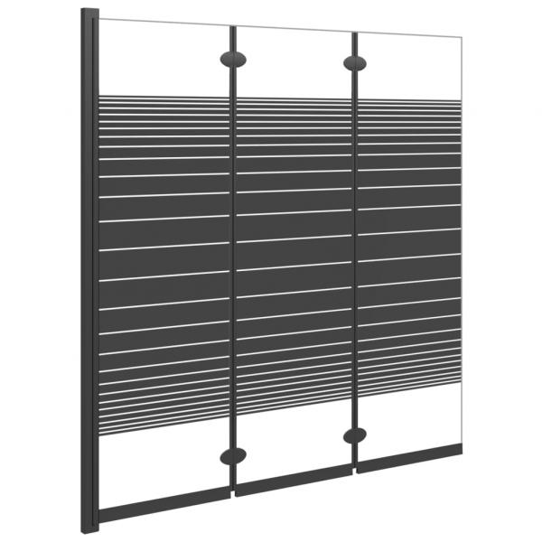 Badewannenfaltwand 3-teilig 130x130 cm ESG Schwarz