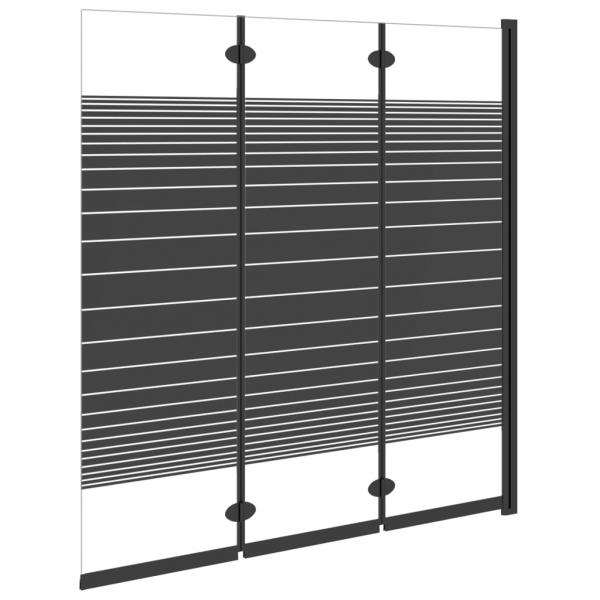 Badewannenfaltwand 3-teilig 130x130 cm ESG Schwarz