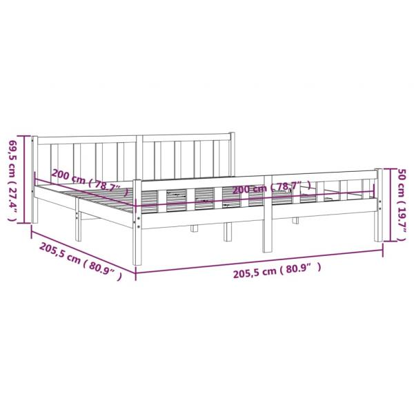 Massivholzbett Grau 200x200 cm