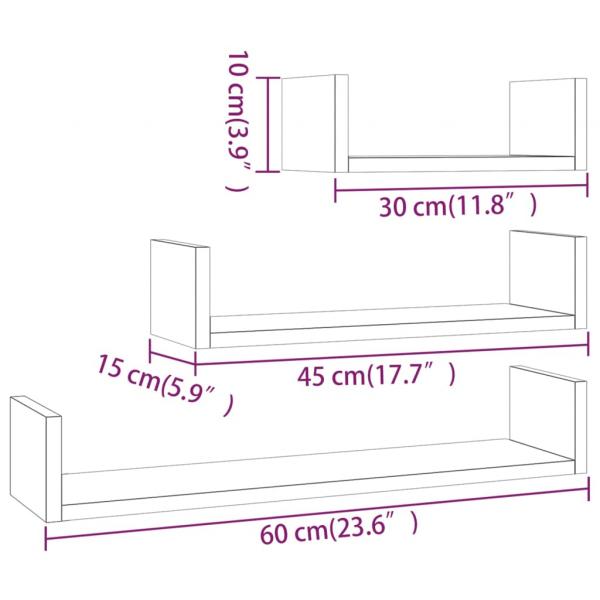 Wandregale 3 Stk. Räuchereiche Holzwerkstoff