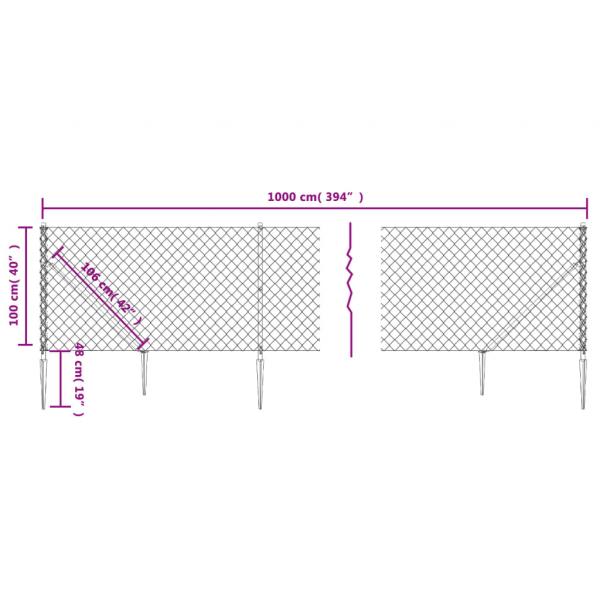 Maschendrahtzaun mit Bodenhülsen Grün 1x10 m