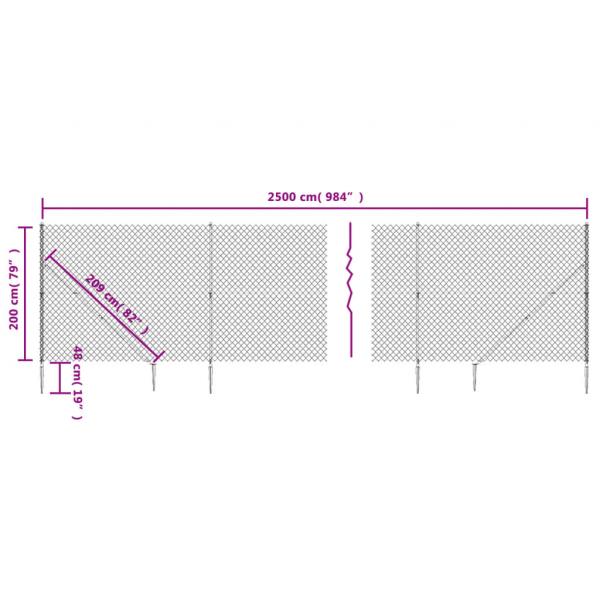 Maschendrahtzaun mit Bodenhülsen Grün 2x25 m