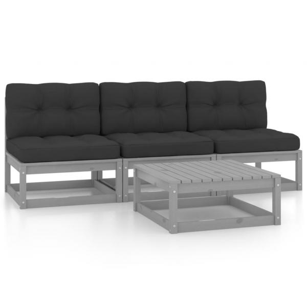 ARDEBO.de - 4-tlg. Garten-Lounge-Set mit Kissen Kiefer Massivholz