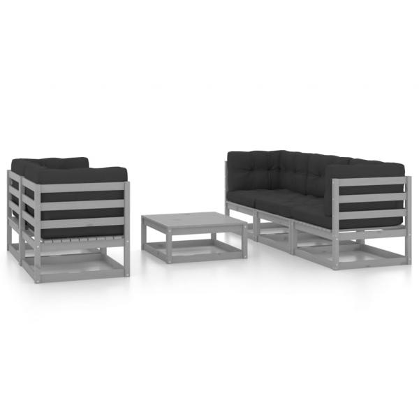 ARDEBO.de - 6-tlg. Garten-Lounge-Set mit Kissen Kiefer Massivholz