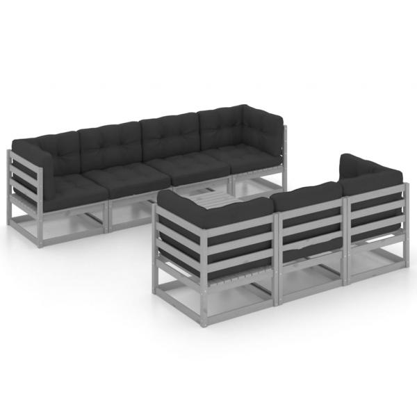 8-tlg. Garten-Lounge-Set mit Kissen Kiefer Massivholz