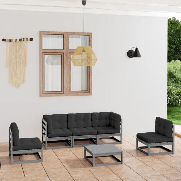 ARDEBO.de - 6-tlg. Garten-Lounge-Set mit Kissen Kiefer Massivholz