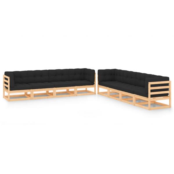 ARDEBO.de - 8-tlg. Garten-Lounge-Set mit Kissen Massivholz Kiefer