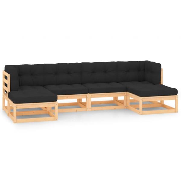 ARDEBO.de - 6-tlg. Garten-Lounge-Set mit Kissen Massivholz Kiefer