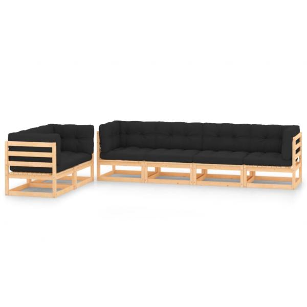 ARDEBO.de - 6-tlg. Garten-Lounge-Set mit Kissen Massivholz Kiefer