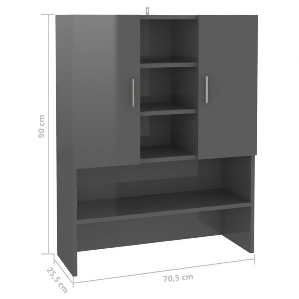 Waschmaschinenschrank Hochglanz-Grau 70,5x25,5x90 cm