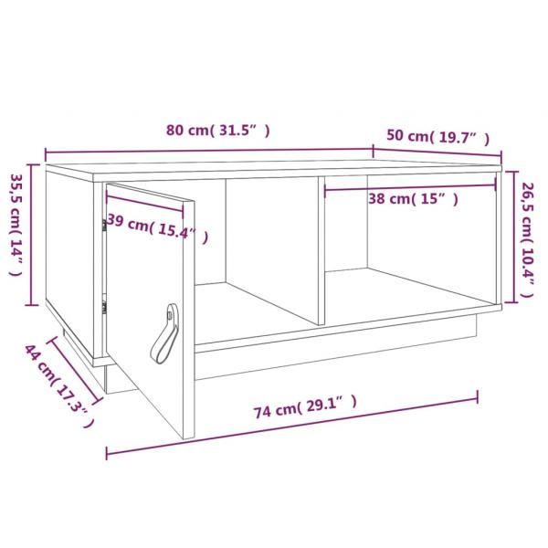 Couchtisch Schwarz 80x50x35,5 cm Massivholz Kiefer