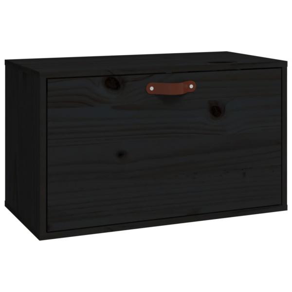 Wandschrank Schwarz 60x30x35 cm Massivholz Kiefer