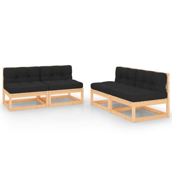 ARDEBO.de - 4-tlg. Garten-Lounge-Set mit Kissen Massivholz Kiefer