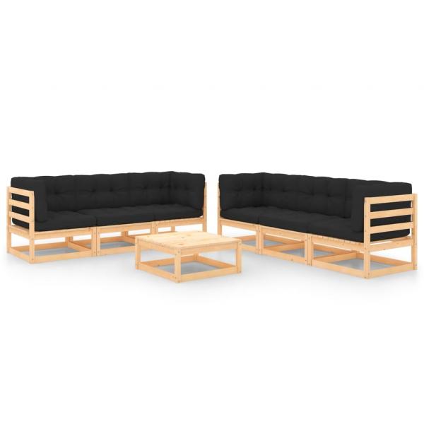 ARDEBO.de - 7-tlg. Garten-Lounge-Set mit Kissen Massivholz Kiefer