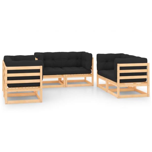 ARDEBO.de - 6-tlg. Garten-Lounge-Set mit Kissen Massivholz Kiefer