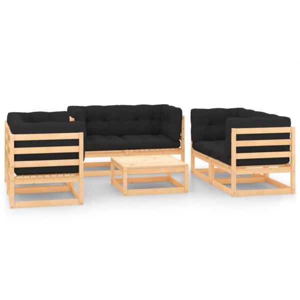 ARDEBO.de - 7-tlg. Garten-Lounge-Set mit Kissen Massivholz Kiefer