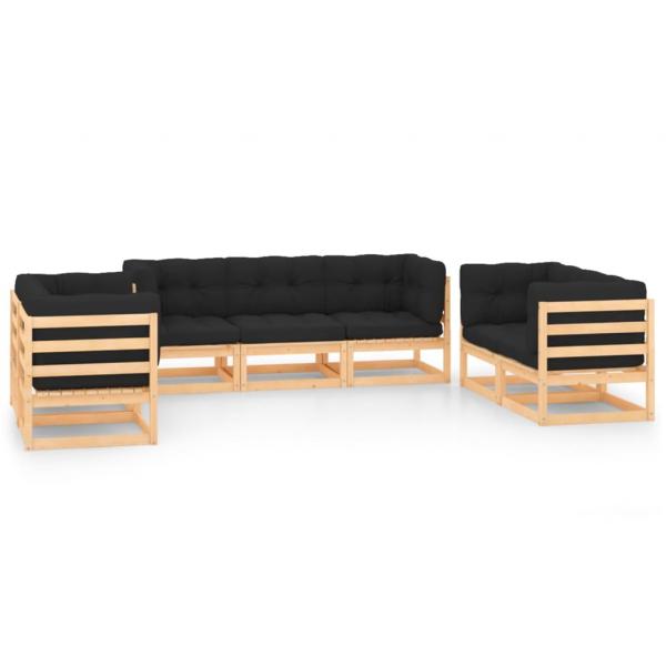 ARDEBO.de - 7-tlg. Garten-Lounge-Set mit Kissen Massivholz Kiefer