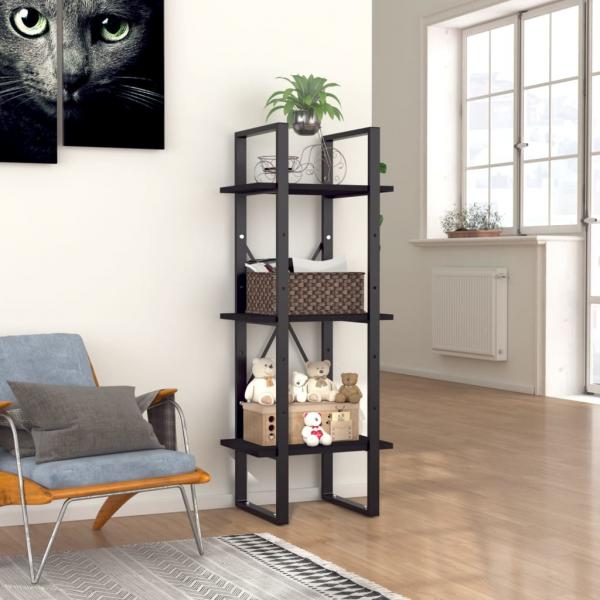 ARDEBO.de - Bücherregal 3 Fächer Schwarz 40x30x105 cm Holzwerkstoff