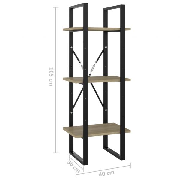 Bücherregal 3 Fächer Sonoma-Eiche 40x30x105 cm Holzwerkstoff