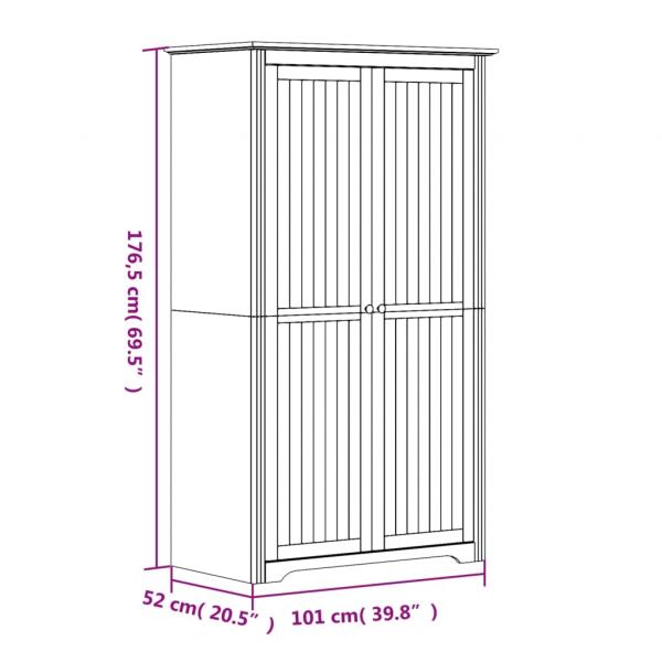 Kleiderschrank BODO Grau 101x52x176,5 cm Massivholz Kiefer