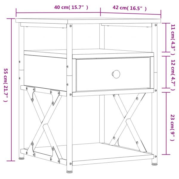 Nachttische 2 Stk. Braun Eichen-Optik 40x42x55 cm Holzwerkstoff