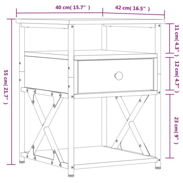 Nachttische 2 Stk. Grau Sonoma 40x42x55 cm Holzwerkstoff