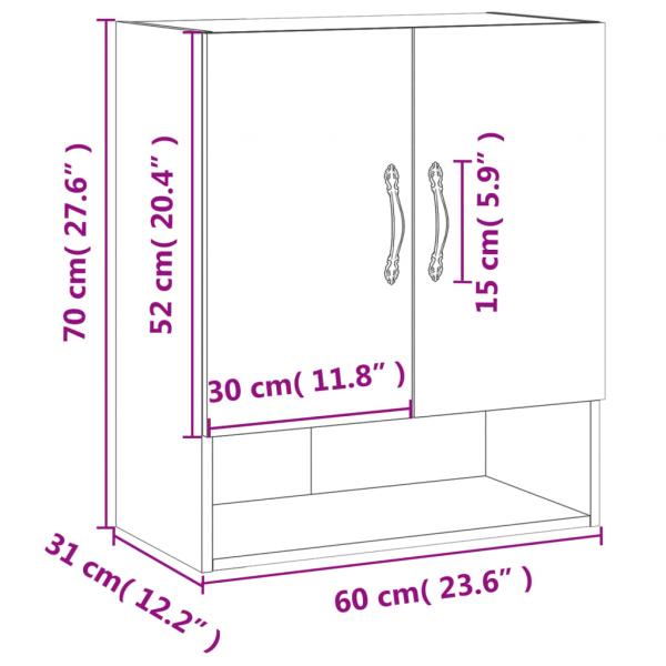 Wandschrank Hochglanz-Weiß 60x31x70 cm Holzwerkstoff