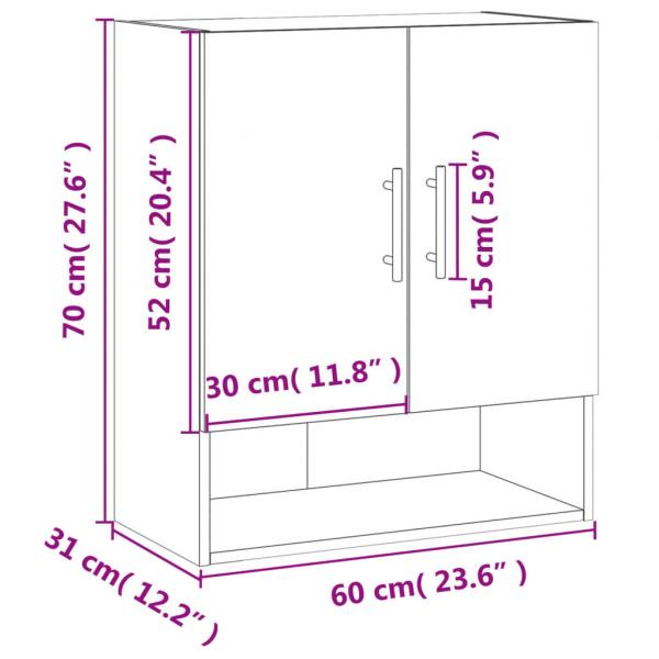 Wandschrank Hochglanz-Weiß 60x31x70 cm Holzwerkstoff