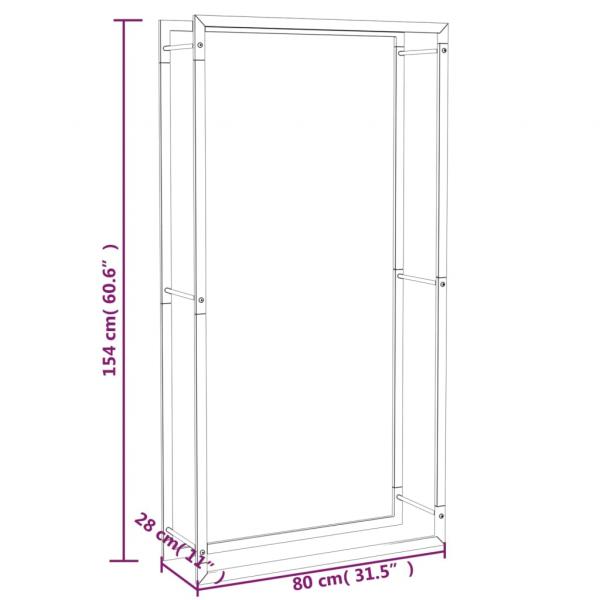 Brennholzregal Mattschwarz 80x28x154 cm Stahl