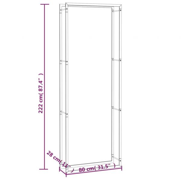 Brennholzregal Mattschwarz 80x28x222 cm Stahl