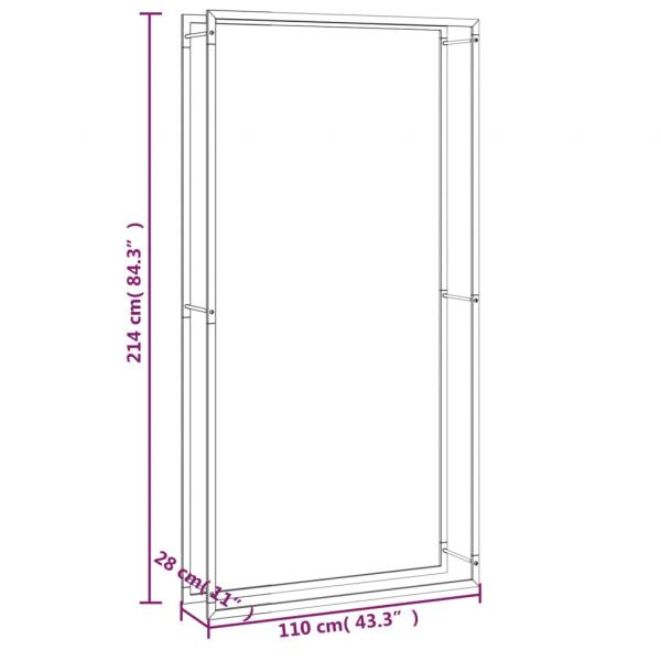 Brennholzregal Mattschwarz 110x28x214 cm Stahl