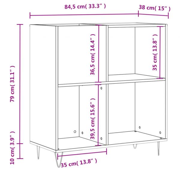 Plattenschrank Weiß 84,5x38x89 cm Holzwerkstoff