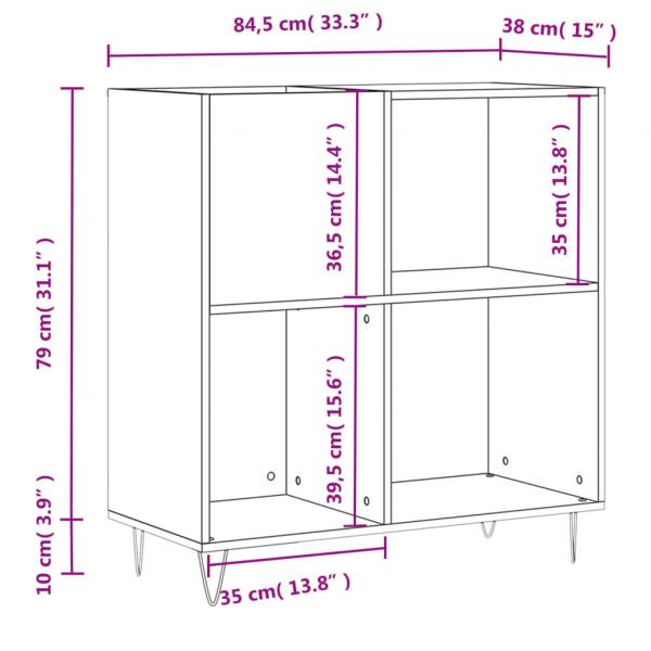 Plattenschrank Betongrau 84,5x38x89 cm Holzwerkstoff