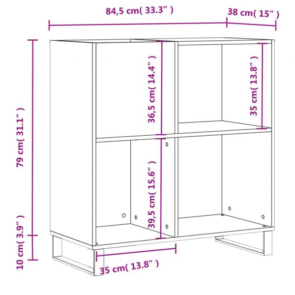 Plattenschrank Schwarz 84,5x38x89 cm Holzwerkstoff