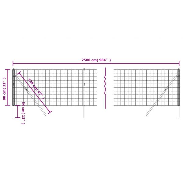 Maschendrahtzaun Grün 0,8x25 m Verzinkter Stahl