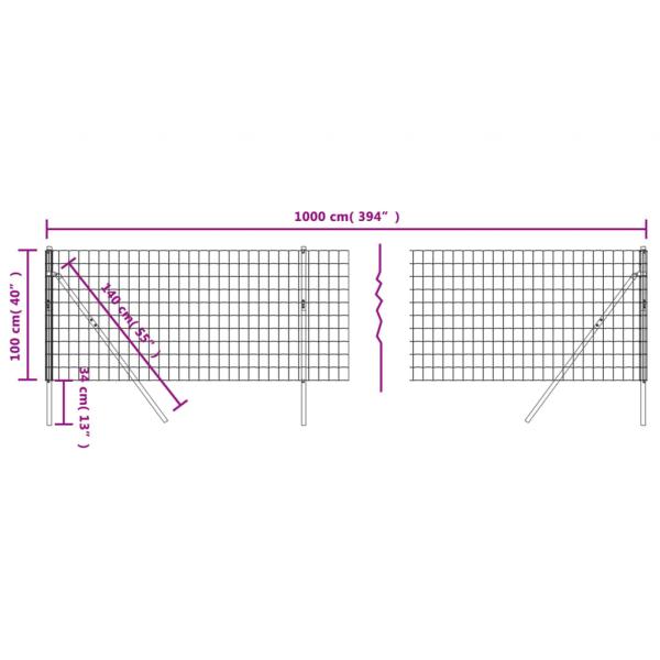 Maschendrahtzaun Anthrazit 1x10 m Verzinkter Stahl