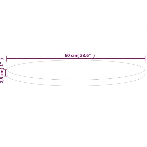 Runde Tischplatte Ø60x2,5 cm Unbehandeltes Massivholz Eiche