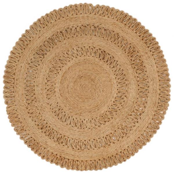 ARDEBO.de - Teppich Jute Handgeflochten 120 cm Rund