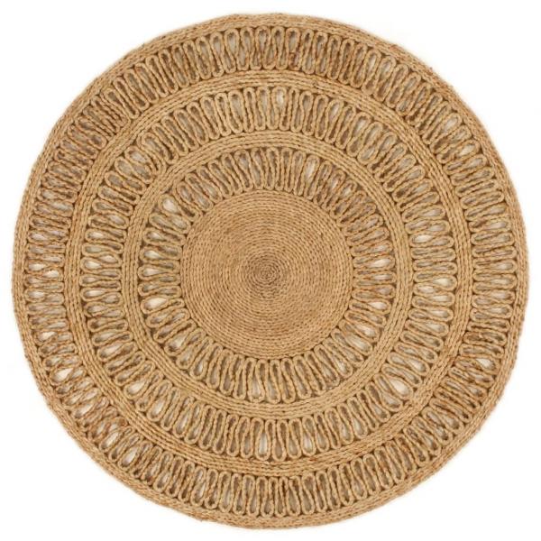 ARDEBO.de - Teppich Jute Handgeflochten 90 cm Rund