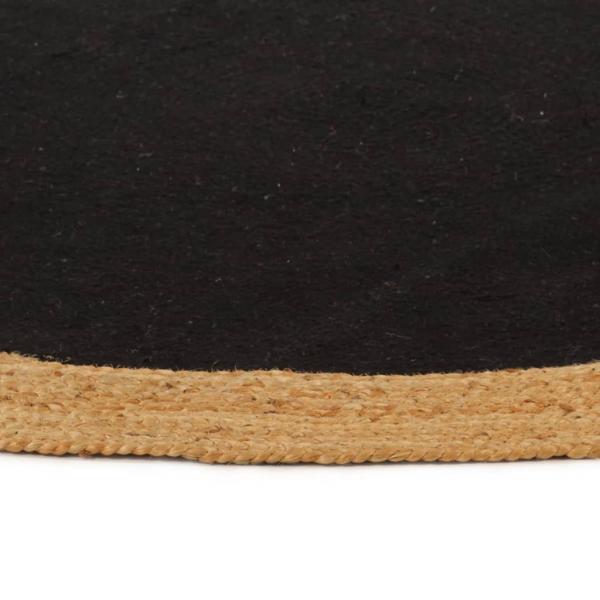 Teppich Geflochten Schwarz & Natur 90 cm Jute & Baumwolle Rund