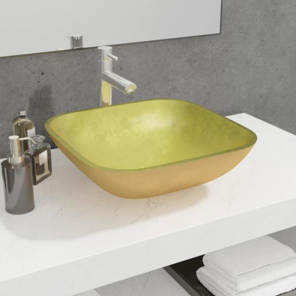 ARDEBO.de - Waschbecken Glas 42x42x14 cm Gold