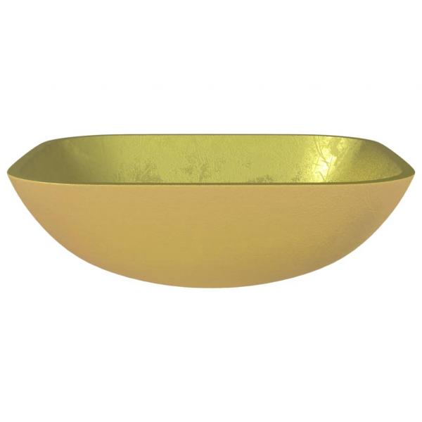 Waschbecken Glas 42x42x14 cm Gold