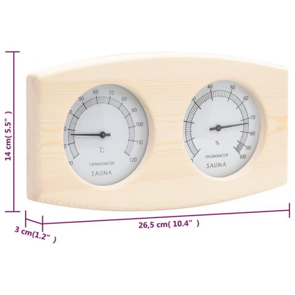 2-in-1 Sauna-Hygrothermograph und Sanduhr Set Massivholz Kiefer