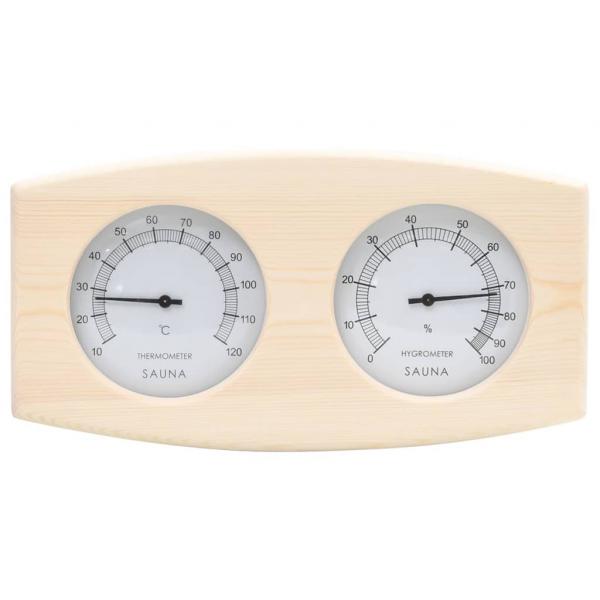 2-in-1 Sauna-Hygrothermograph und Sanduhr Set Massivholz Kiefer