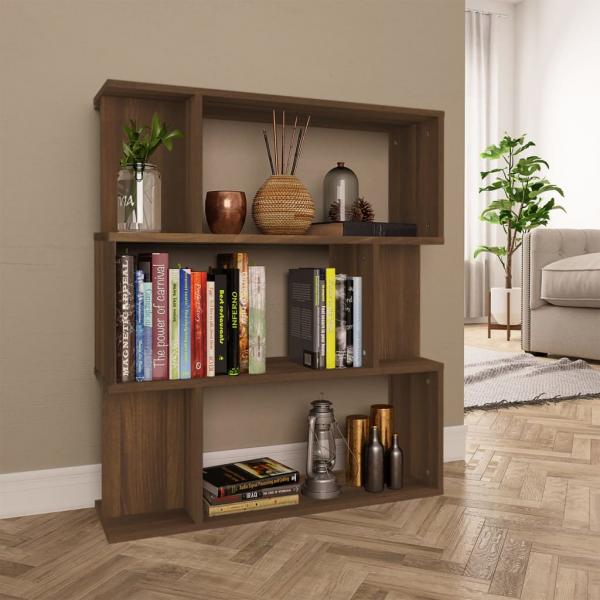 ARDEBO.de - Bücherregal/Raumteiler Braun Eiche 80x24x96 cm Holzwerkstoff