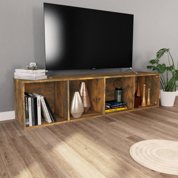 Bücherschrank/TV-Schrank Räuchereiche 36x30x143cm Holzwerkstoff