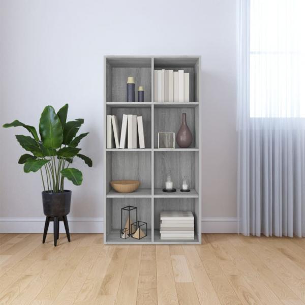 ARDEBO.de - Bücherregal/Sideboard Grau Sonoma 66×30×130 cm Holzwerkstoff